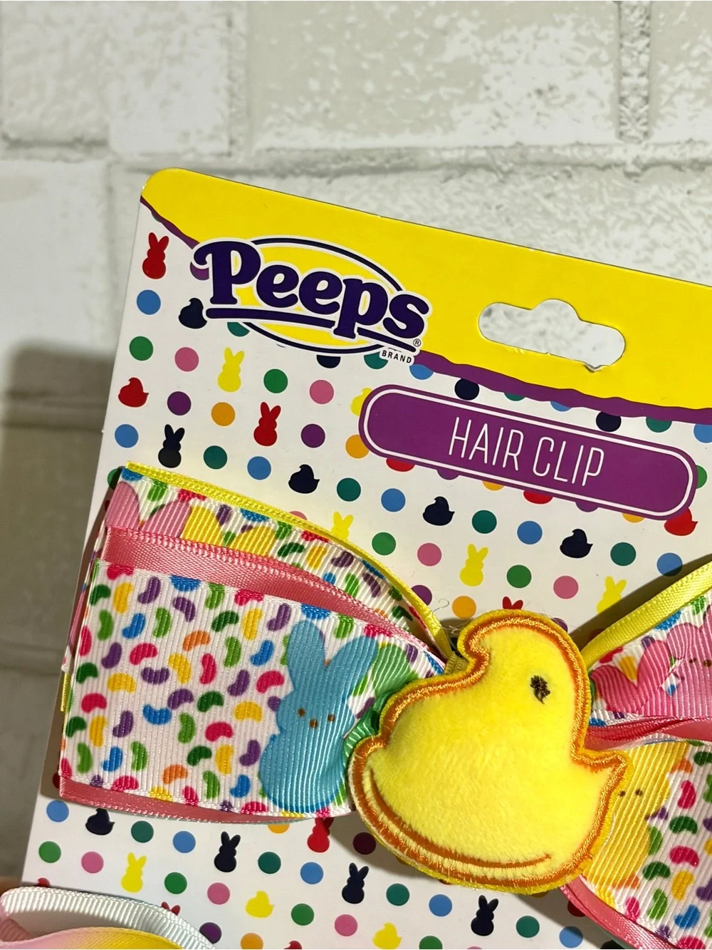 Peeps Chick & Bunny Kids Yellow & Pink Glitter Bunny Hair Clips 2 Pack NEW